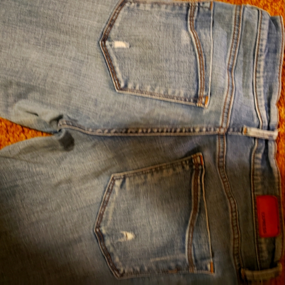 Express raw hem destruction jeans